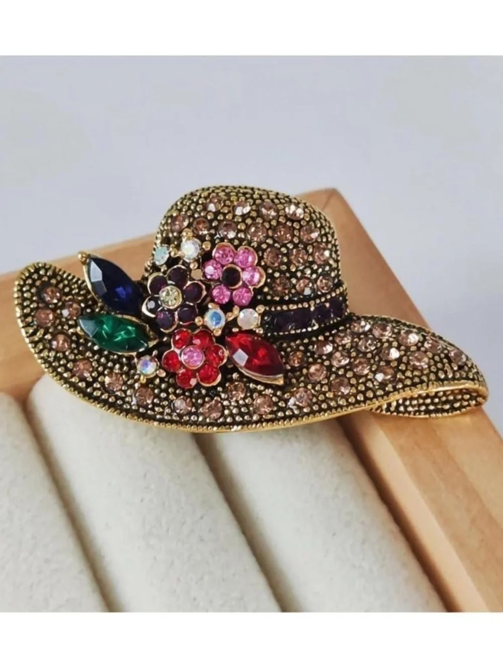 Anthropologie Multicolor Crystal Hat Brooch